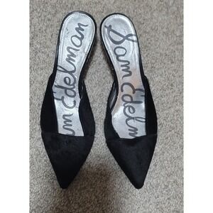 Sam Edelman Women's Odelia‎ Black Calf Hair Slide Pointed Toe Mule Size 7.5 M